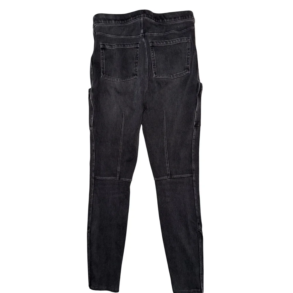 Spanx Moto cargo Leggings Faded‎ Black Cargo Zipper Pockets Stretch Denim Medium